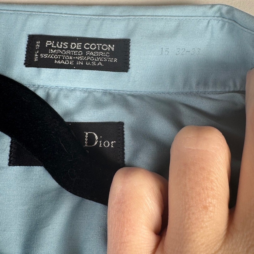 Christian Dior Monsieur Mens Light Blue Long Sleeve Button Down Shirt 15 32-33 - Picture 3 of 8